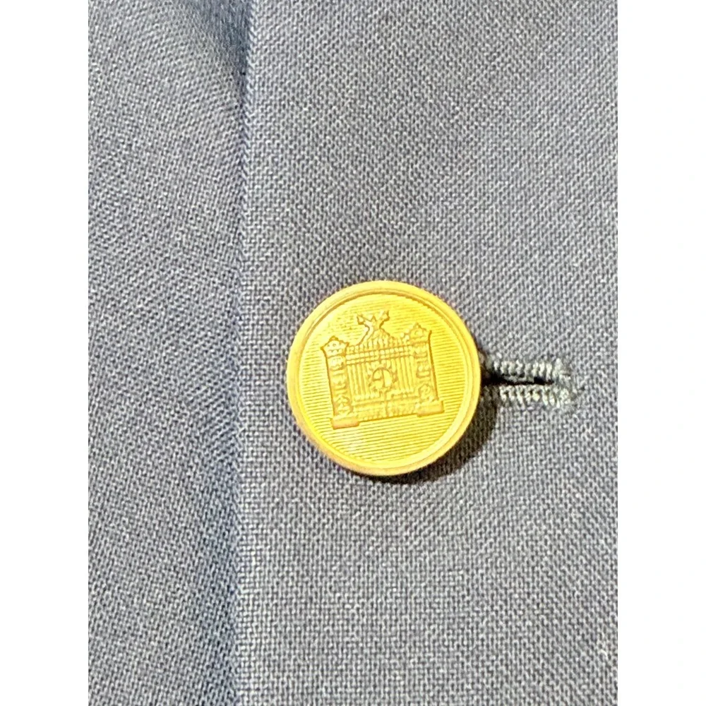 Brooks 346 Mens Blazer Jacket Size 44 LG Navy Blue Gold Buttons Worsted‎ Wool